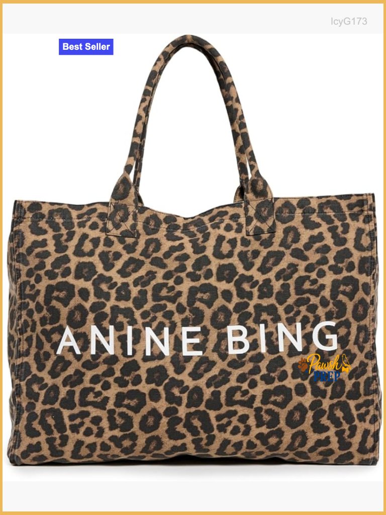 Canvas Tote Bag With Leopard Print Logo